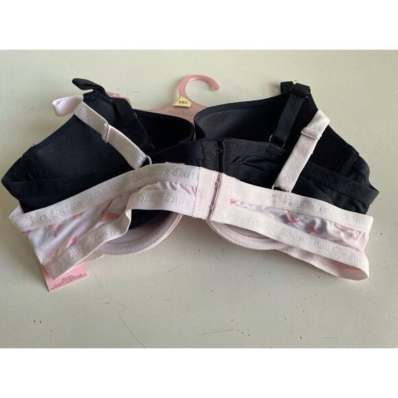2 Pack Juicy Couture Bra SEXY Push Up JC6965 Butterflies Pink Black Sz 38C NEW - Picture 7 of 8